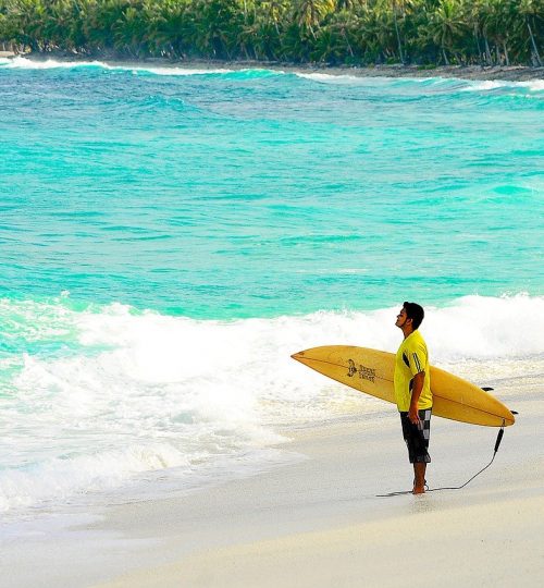 atoll, beach, couple